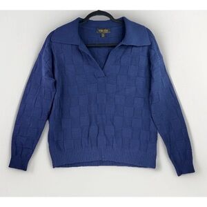 Truth by Republic Chunk Knit Cozy Sweater Women’s Small Pull Over V Neck Navy